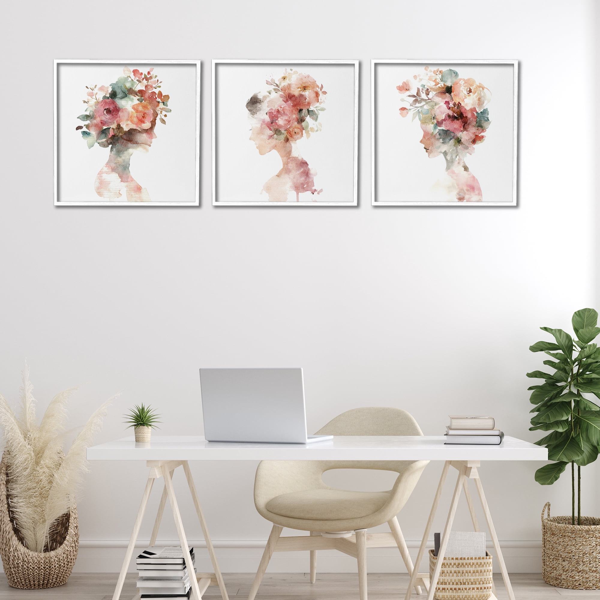 Stupell Industries Floral Dreamscape Portraits 3 Piece White Framed Giclee Art Set, design by Svetlana Aleynikova