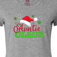 thumbnail image 4 of Inktastic Auntie Claus with Christmas Santa Hat and Snowflakes Women's T-Shirt, 4 of 5