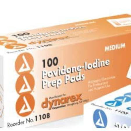 Dynarex polyvidone iodée Préparation Pad, moyenne - 1000 Nombre