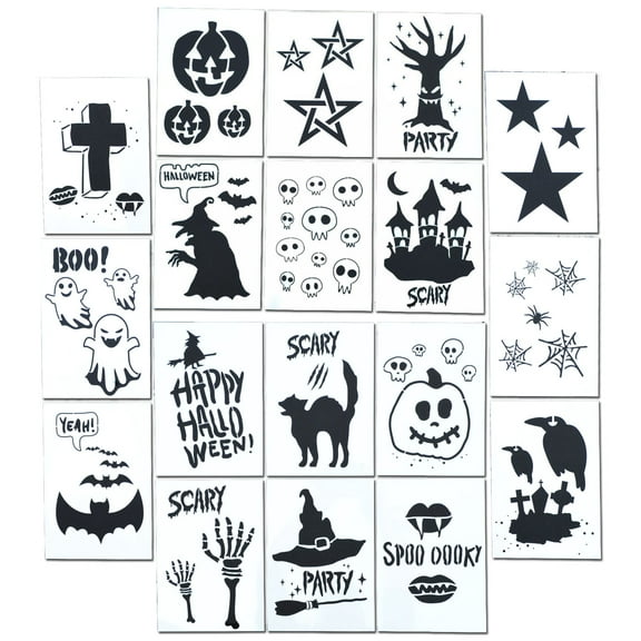 Halloween Ghost Airbrush Spray Paint Craft DIY Painting Stencil Kit (18 Designs)