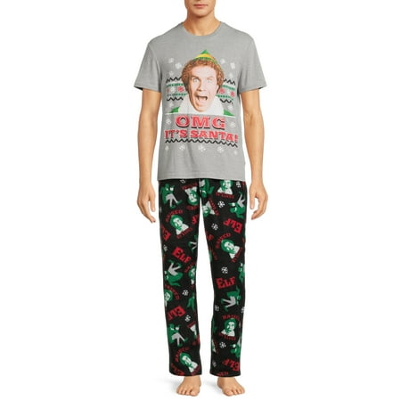 Elf Men’s Graphic T-Shirt and Pants Sleepwear Set, 2-Piece