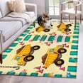 thumbnail image 2 of 2.7x5 Washable Area Rug, Cartoon Caravans Non-Slip Rectangle Rug for Bedroom Bedside, Hookups Roadblocks Stars Green Border Indoor Floor Mat for Home Decor, 2 of 9