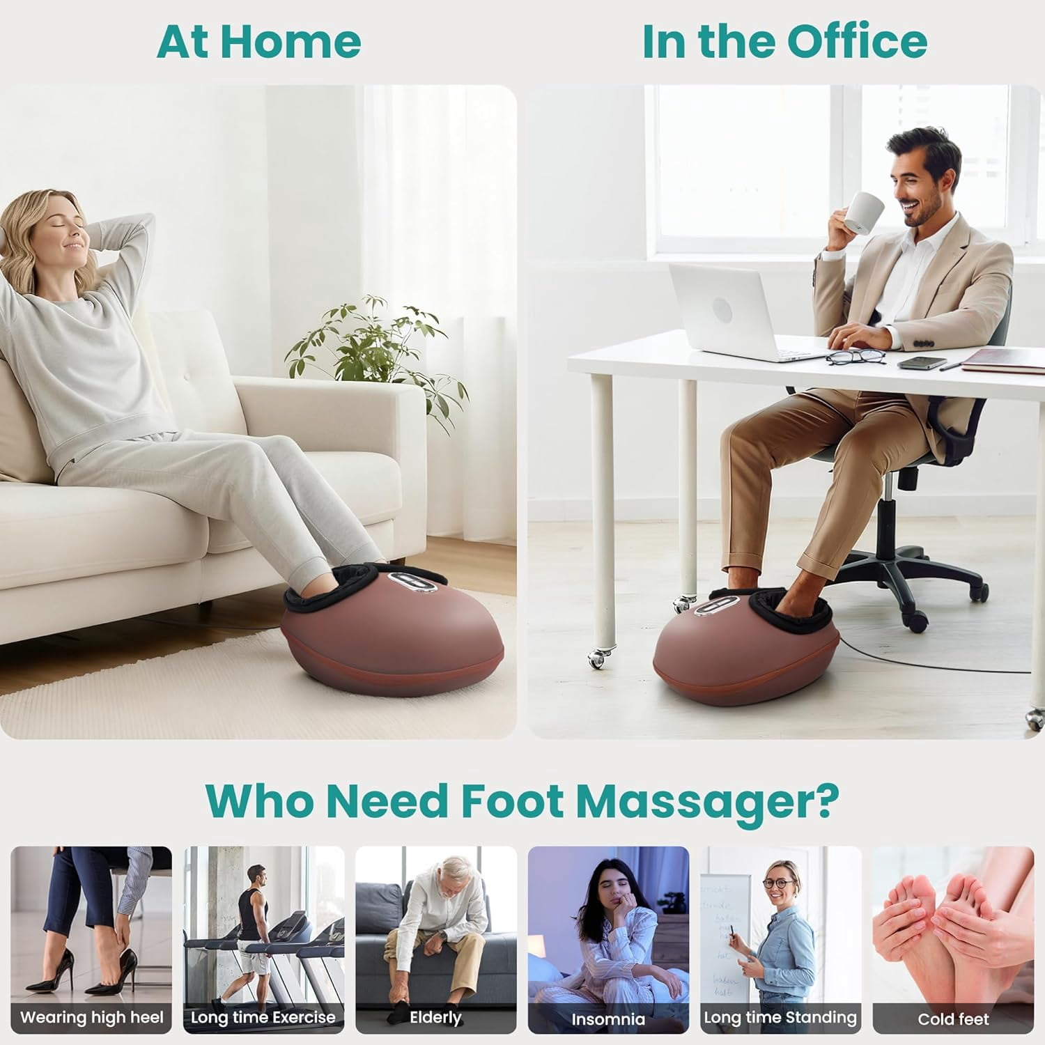 Nekteck Foot Massager with Heat, Shiatsu Foot Massagers Machine for Neuropathy, Blood Circulation, Plantar Fasciitis Relief, Feet Deep Kneading Therapy Air Compression, FSA/HSA, Gifts for Mom/Dad