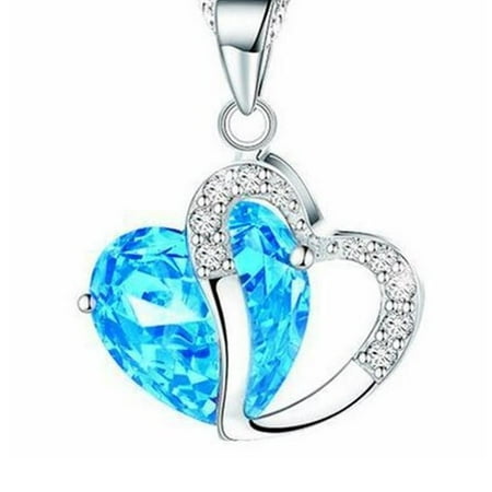 Design Turquoise Fused Glass Pendant - Double Heart Necklace