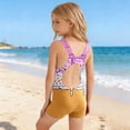 thumbnail image 6 of CHENge One Piece Swimsuit Girls 7-8 Ruffle Hem Solid Color Stretchable Fabric Upf 50+ Uv Sun Protection Criss Cross One Piece Swimsuits Wrap Tie Back Bathing Suit 9-16y, 6 of 6