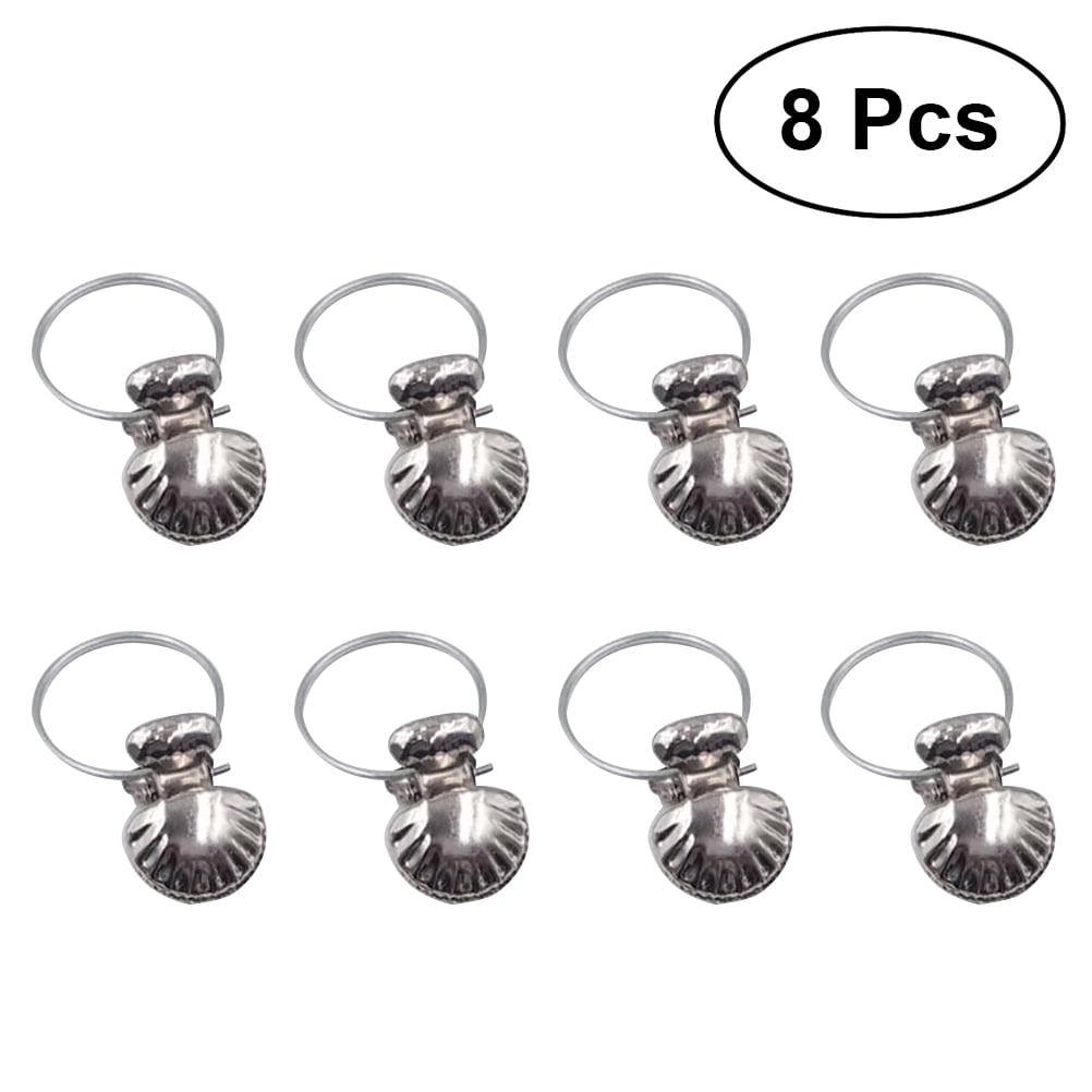 8Pcs Silver Stainless Steel Shell Window Curtain Clips Shower Curtain