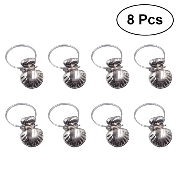 EeaseMX 8 clips plateados de acero inoxidable para cortina de ventana, barra de ducha, ganchos para ropa y cortinas (plateados)
