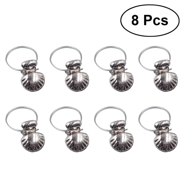 CIMAXIC 8Pcs Silver Stainless Steel Shell Window Curtain Clips Shower Curtain Rod Clips Rings Clothes Drapery Hooks Clamps (Silver),2.68"X1.5"X0.39"