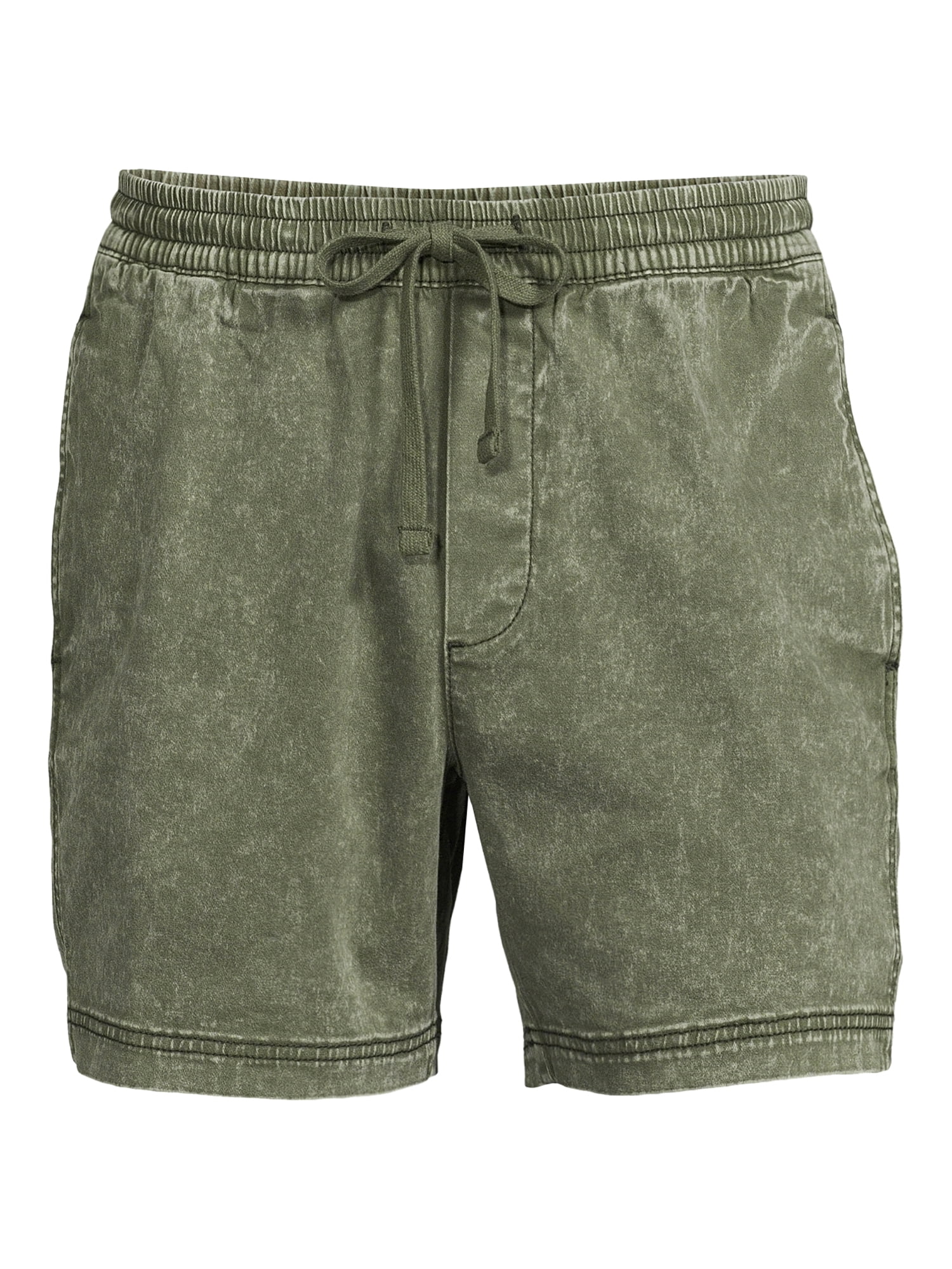 No Boundaries Men's and Big Men's Stretch Twill Pull On Shorts, up to Size 5XL