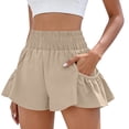 thumbnail image 2 of Women's Athletic Shorts High Waisted Flowy Shorts with Pockets Elastic Running Gym Workout Shorts Khaki S, 2 of 7