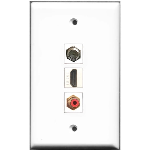 Ultra Spec Cables 1 Port HDMI 1 Port RCA Red 1 Port Coax Wall Plate F/F