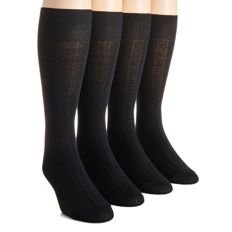 calvin klein black dress socks Men's 4-pack Solid Ribbed one size Size:US 14P Black Long Sleeve Midi casual summer 3 pairs to each