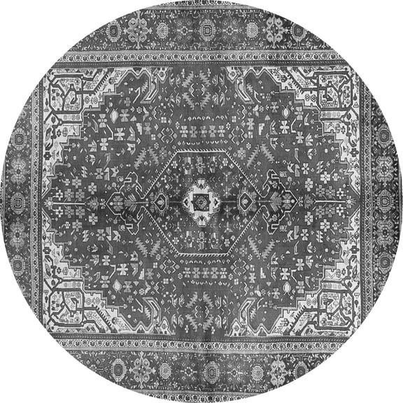 Ahgly Company Indoor Round Medallion Gray Traditional Area Rugs, 3' Round