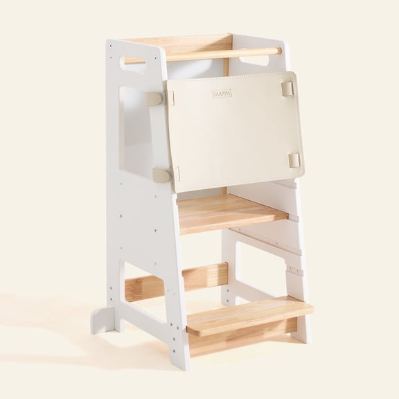 HARPPA Toddler Tower with Adjustable Height and Anti-Slip Protection, Kids Standing Tower with Safety Rail, Nordi Kids Kitchen Tower with Chalkboard, White