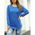 thumbnail image 5 of TEMOFON Women's Tops Long Sleeve Crew Neck Tunic Top Casual Loose Fit Soft Tee T-Shirts Blue Business Blouse, 5 of 6