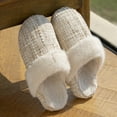 thumbnail image 3 of Rokment Classic Platform Fuzzy Slippers for Women Indoor and Outdoor Winter Fashion Warm Plush Slip on Boots House Bedroom Booties Ladies Beige Size 6, 3 of 5