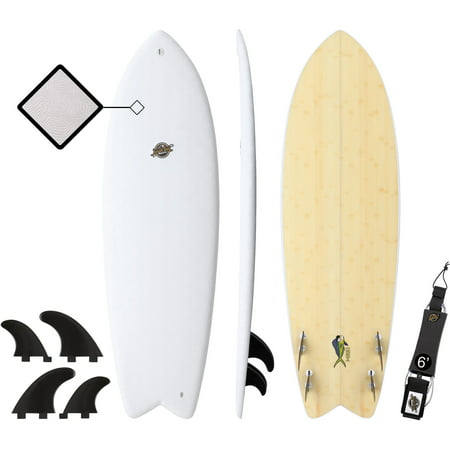 South Bay Board Co. 5'8 Mahi Hybrid Soft Top Surfboard, Leash &