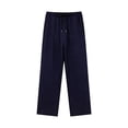 thumbnail image 2 of Riecok Mens Elastic Waist Pants Wide Leg Palazzo Pant Drawstring Solid Stylish Trousers with Pockets Navy 3XL, 2 of 5