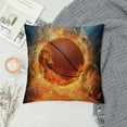 thumbnail image 2 of COMIO  Basketball Ball in Fire and Water Throw Pillow Cover Farmhouse Cushion Case for Sofa Couch, 2 of 5