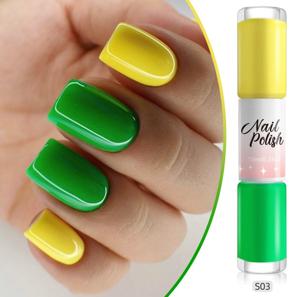 Esmalte de uñas bicolor Fiudx dos Cabezas a base agua Secado rápido Duradero No pelable Botella de lentejuelas 2 colores Destello fino