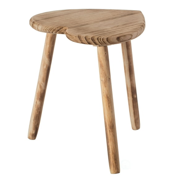 Vintiquewise Decorative Antique Heart Shaped Wooden Stool, Brown