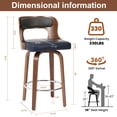thumbnail image 3 of CRERIYO 26" Swivel Bar Stools Set of 2, Bentwood Counter Height Stools with Upholstered Seat, Wood Legs and Chrome Footrest, Blue, 3 of 6