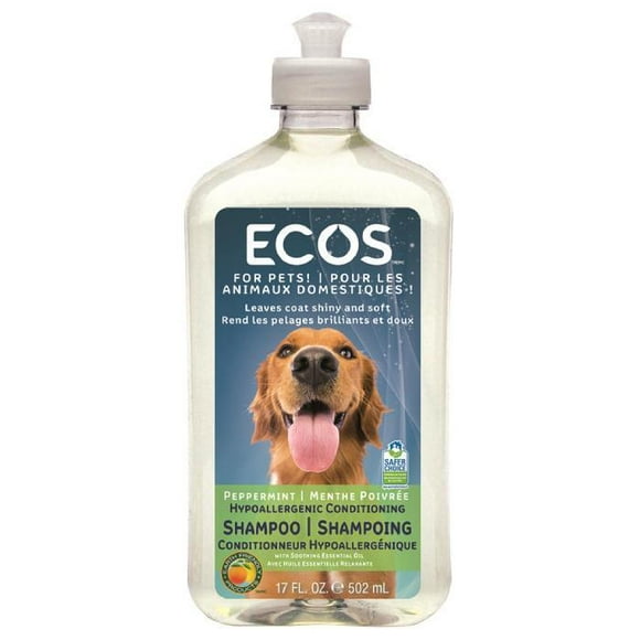 Ecover - Ecos - Natural Pet Shampoos - Hypoallergenic Pet Shampoo - Peppermint, 17 oz