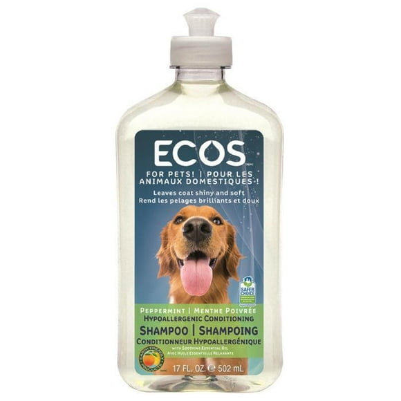 Ecover - Écos - Shampooings Naturels pour Animaux de Compagnie - Shampooing Hypoallergénique pour Animaux de Compagnie - Menthe Poivrée, 17 oz