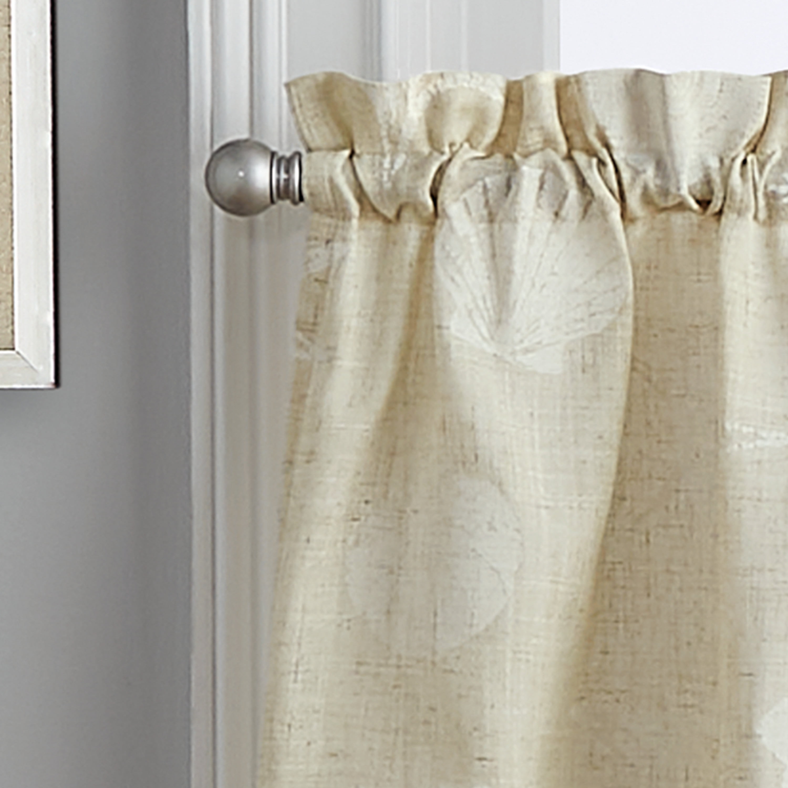CHF Seashells 24" Tiered Curtain Set, Pair, Printed, Linen, Polyester, Adult