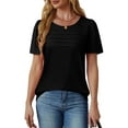 thumbnail image 3 of UVN Short Sleeve Blouse for Women Summer Dressy Casual Crewneck Shirt Pleated Tunic Tops, 3 of 9