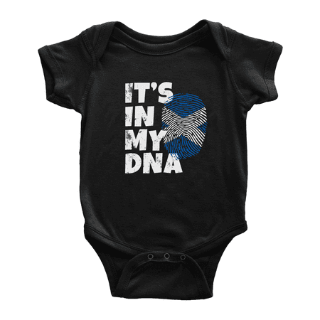 

It s In My DNA Scottish Flag Country Pride Cute Baby Bodysuit Romper (Black 12-18 Months)