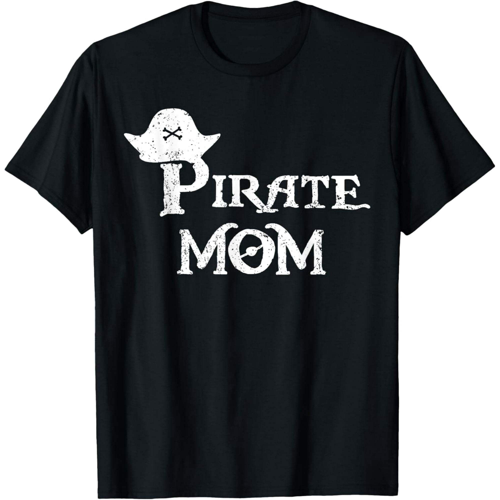 Funny Distressed Pirate Mom Skull Women Graphic Short Sleeve Tee