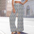 thumbnail image 2 of WTOBBY Women's Printed Wide Leg Casual Pants with Floral Design High Waist Drawstring Loose Fit and Side Pockets for Everyday Breathable Style ,Gray XL, 2 of 6