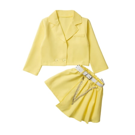 

PBaeM Infant Girls Suits Children Candy-Colored Suit Jacket Two-Piece Outfit Sets