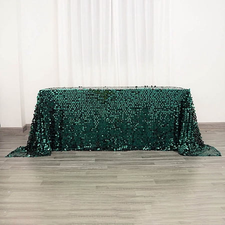 BalsaCircle 90 x 132 Hunter Green Big Payette Sequin Tablecloth Dining Table Linens