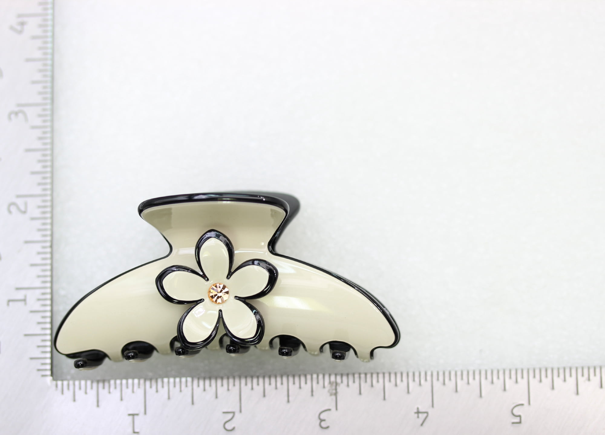 Faship Premium Rhinestone  Crystal Beige Cellulose Acetate Floral Art Deco Hair Claws Clips