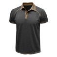 thumbnail image 4 of pstuiky camisetas de hombre, Blusa de manga corta con cuello vuelto, transpirable, con botones y color liso para hombre camisas casuales para hombre s, 4 of 7