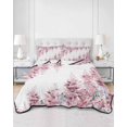 thumbnail image 2 of Quilts Twin Size Bedding Set, Pink Wisteria Lightweight Quilted Comforter, Sprinng Summer Pastoral Flowers Botanical Soft Reversible Bedspread Coverlet with Pillow Covers for All Season, 68" x 86", 2 of 7