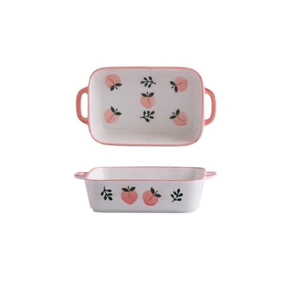 500ML Ceramic Baking Tray Home Oven Hand-painted Rectangular Double Ear Handle Baking Tray