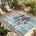 thumbnail image 2 of Outdoor Rug 3x5 ft Teal Wood Grain Outdoor Large Area Rug Non Slip Rubber Starfish Life Is Better at The Beach Front Door Mat RV Rug Carpet Patio Outdoor Rugs for Backyard Balcony Deck Porch Indoor, 2 of 9