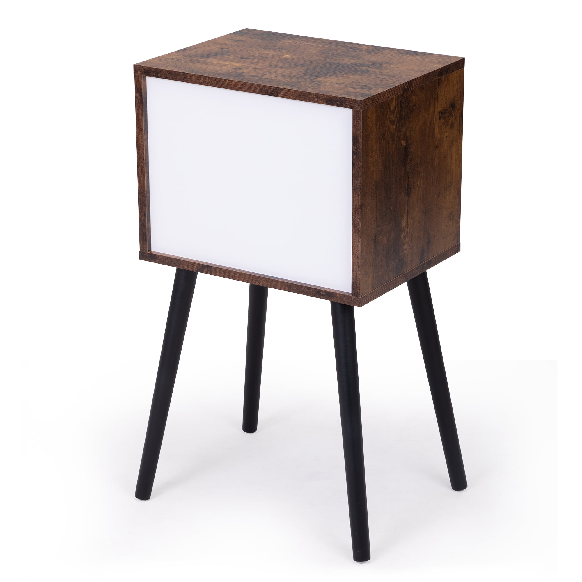 Jaxpety Modern Nightstand with 2 Drawers, Set of 2, Rustic Brown