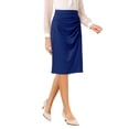 thumbnail image 4 of INSPIRE CHIC Women's Wear to Work Pencil Skirt Elastic High Waist Ruched Bodycon Midi Skirts M Royal Blue, 4 of 5