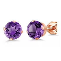 14k Rose Gold 0.5 Ct Round Amethyst Stud Earrings Plated by Paris Jewelry