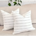 thumbnail image 5 of Woven Stripes Pattern Contemporary Luxury Cushion Covers 20 x20 inches White / Modern Cotton Pillow Covers / Simple Throw Pillow Cases For Living Room Sofa, Couch, Bed, Set of 2, 5 of 12