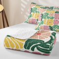 thumbnail image 4 of Homewish Bohemian Daisy Flower Quilt Full,Abstract Artwork Full Bedspread Sets,Pink Yellow,3 Pieces, 4 of 7