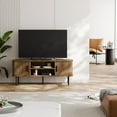 thumbnail image 6 of Mid-Century Modern Media Console, Tambour TV Stand with Storage Cabinet and Shelf for 60" TVs, Walnut Brown, 6 of 11