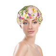 thumbnail image 2 of Yellow Flower Red Hummingbird Shower Cap, Reusable Bath Hair Hat for all Hair Lengths Hair Cover with Elastic Band Double Waterproof Layers Bathing Hat, 2 of 5