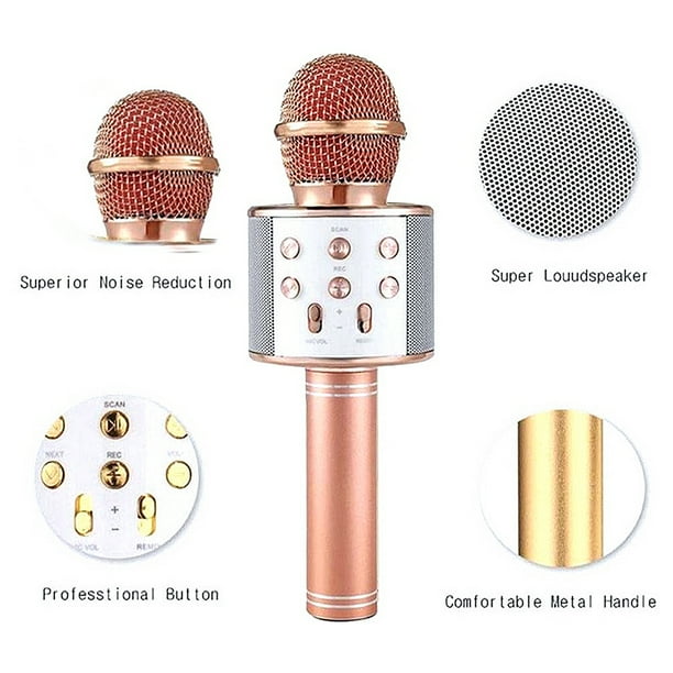 Micrófono de karaoke, altavoz de karaoke de mano DC 5V para teléfono inteligente Android/Apple