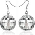 thumbnail image 1 of Disco Ball Earrings 24mm 70's Disco Punk Earrings For Women Girls Jewelry, 1 of 1