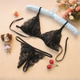 thumbnail image 3 of Lencería sexy de cuello de tres puntos de encaje sexy de una pieza ropa interior abierta sujetador con tirantes sin espalda de 2 piezas, 3 of 5